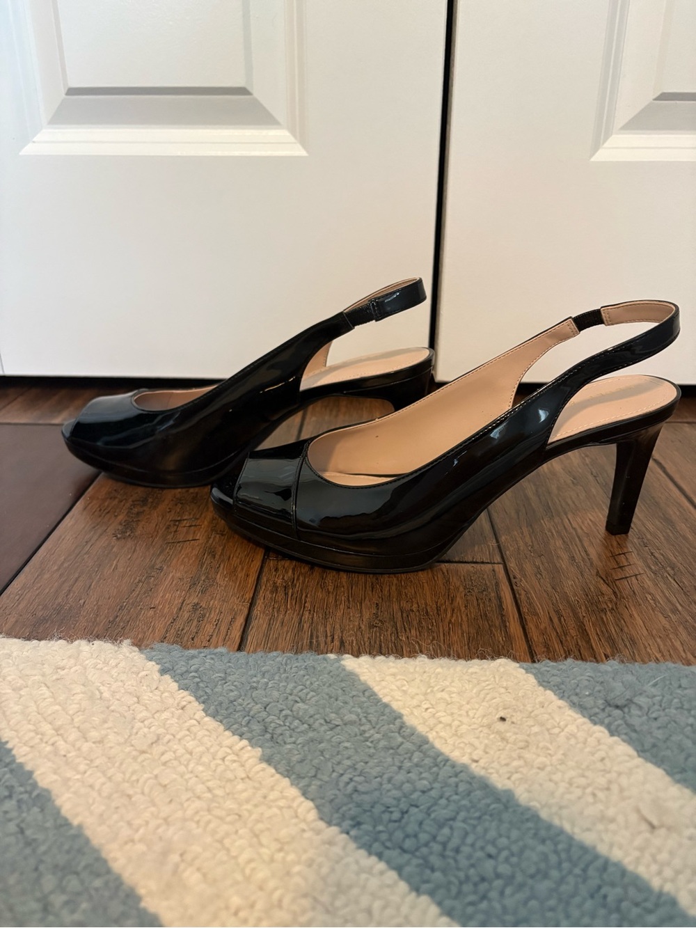 Kelly & Katie Black Patent Slingback Platform Heels